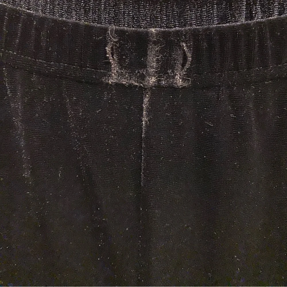 Anthropologie Black Pull On Velvet Pants With Satin Trim At Hem Size L